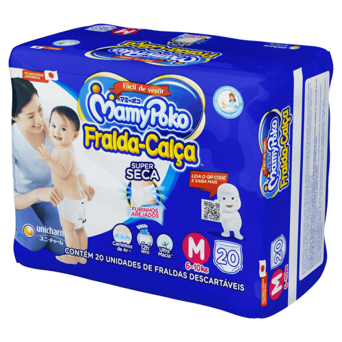 Mamypoko Fralda-Calça Infantil M 20 Unidades Super Seca Caminhos de Ar Tecnologia Japonesa