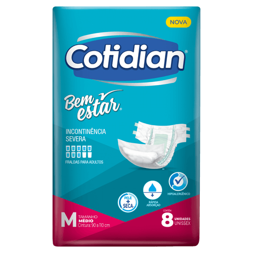Fralda Geriátrica Bem Estar M 8Un - Bem Estar