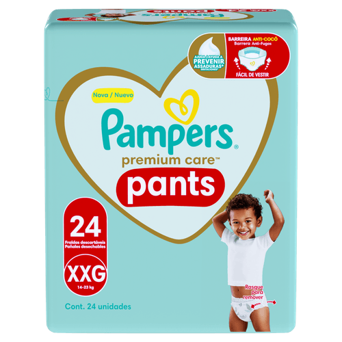 Pampers Fralda Pants Premium Care XXG 24un – Cintura 360°, 12h, Indicador de Umidade