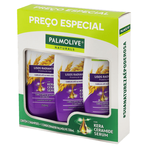 Kit Shampoo Palmo 02Un + 01 Condicionador Nutre Liss 350Ml - Palmolive