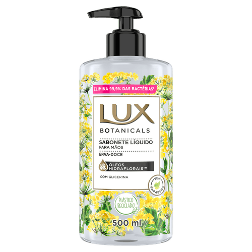 Sabonete Líquido de Glicerina para as Mãos Erva-Doce Lux Botanicals Frasco 500ml Pump