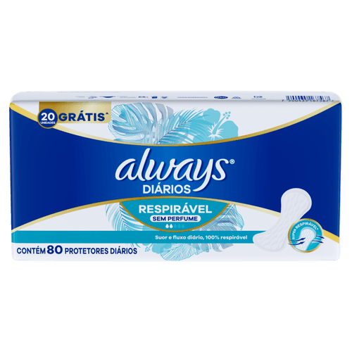Protetor Diário Respirável 80 Un Always
