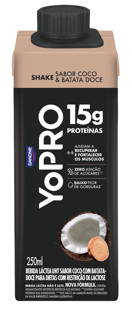Bebida Láctea Coco com Batata-Doce Zero Lactose Yopro 15g High Protein - 250ml