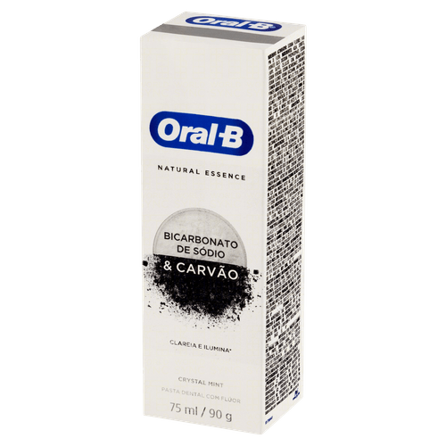 Creme Dental com Flúor Natural Essence 90g Bicarbonato e Carvão Crystal Mint Oral-B