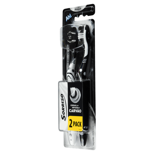 Escova Dental Macia Infusão de Carvão Sorriso Branco Irresistível Cabeça Normal 2 Unidades