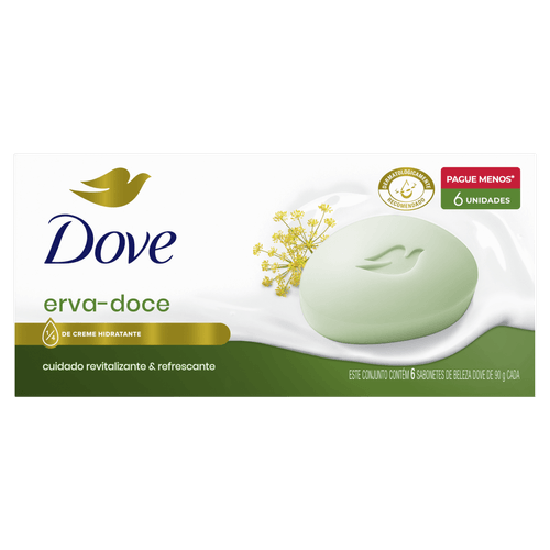 Sabonete Barra Hidratante 6x90g Erva-doce Dove