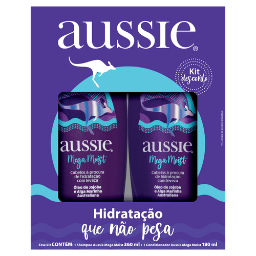 Kit Shampoo 360ml + Condicionador 180ml Aussie Mega Moist
