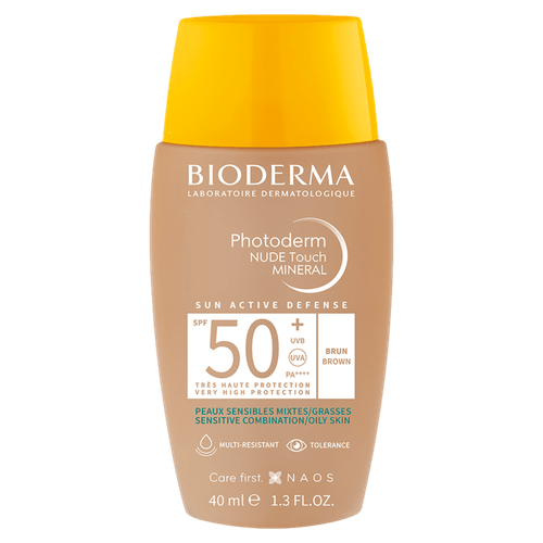 Protetor Solar Facial com Cor 4 Escuro FPS 50+ FP UVA 21 Bioderma Photoderm Nude Touch Mineral Caixa 40ml