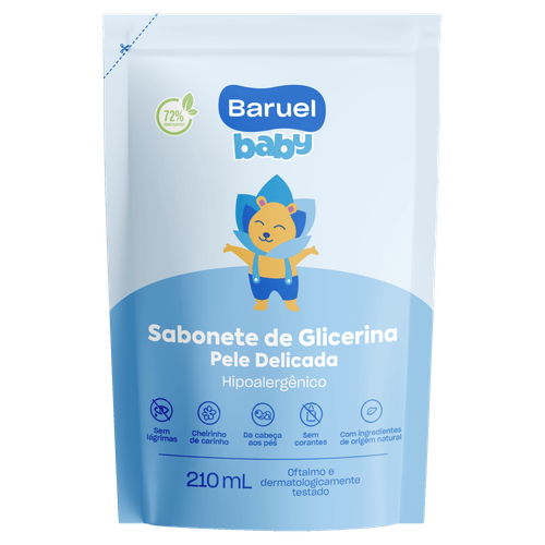 Sabonete Liquido Baruel Baby Pele Delicada Glicerina Refil - 210ml
