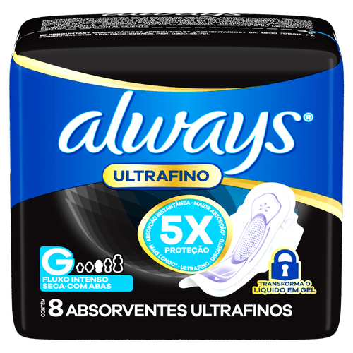 Absorvente com Abas Ultrafino Seca Always G - 8 Unidades