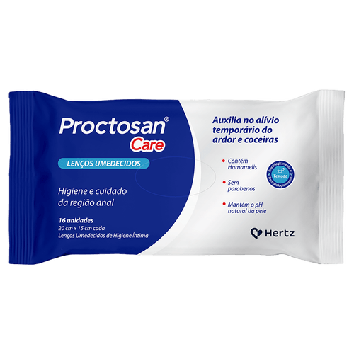 Lenço Umedecido de Higiene Íntimo Proctosan Care - 16 Unidades