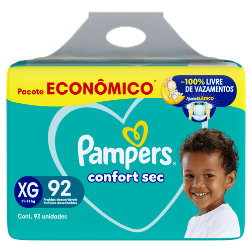 Pampers Fralda Descartável Hipoalergênica Aloe Vera 12h Confort Sec XG 92un