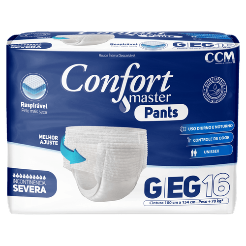 Roupa Íntima Unissex Pants Confort Master G/EG - 16 Unidades