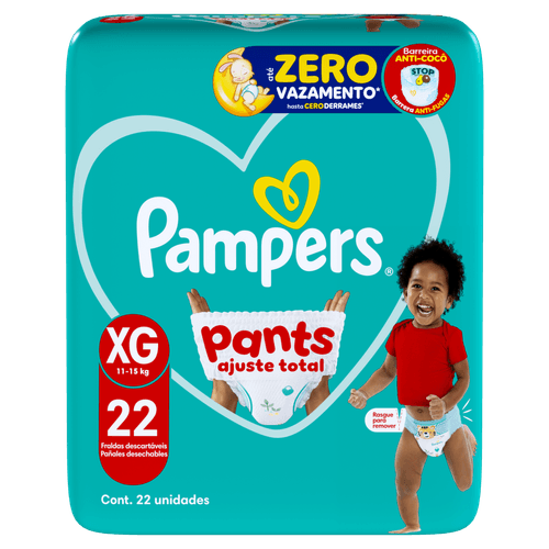 Fralda Descartável Infantil Pants Ajuste Total XG Diurna e Noturna 22 Unidades Pampers