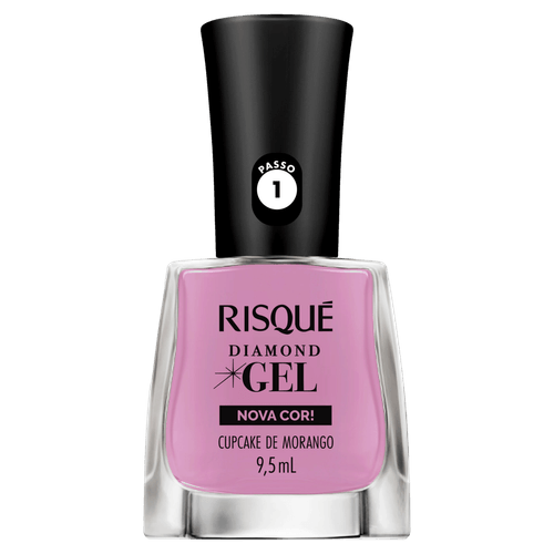 Risqué Esmalte Diamond Gel Cupcake de Morango 9,5ml Rosa Delicado Brilhoso Hipoalergênico