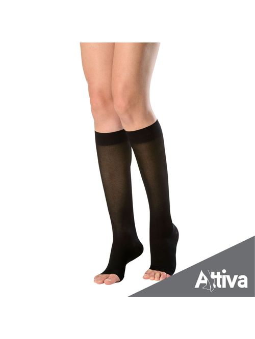 Meia ¾ Panturrilha Attiva Alta Compressao 20-30 Fem Aberta Preta Tamanho GG Cor PRETA GG