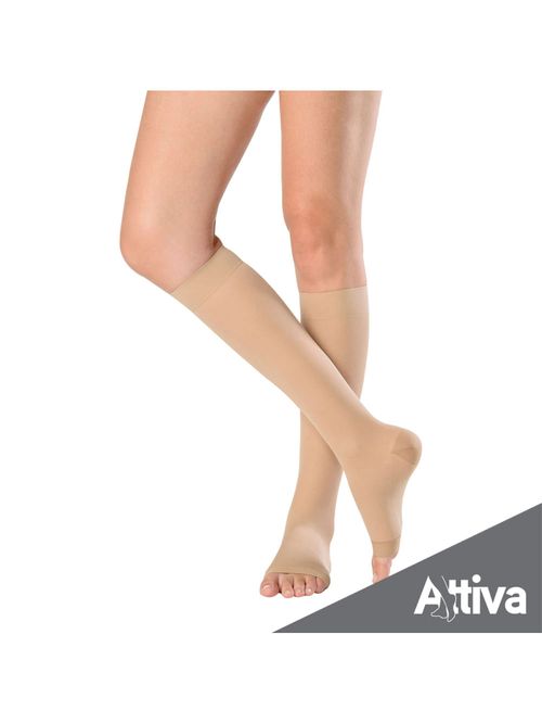 Meia ¾ Panturrilha Attiva Alta Compressao 20-30 Fem Aberta Natural Tamanho P Cor NATURAL P