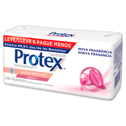 Sabonete Barra Nutri Protect Omega 3 85g 6 unidades Protex
