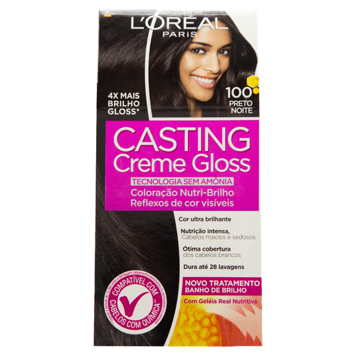 Coloração Permanente Casting Creme Gloss 100 Preto Noite 246g L'Oreal