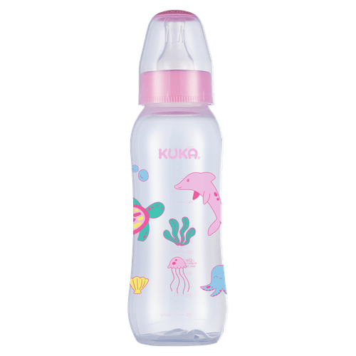 Mamadeira Infantil Natural Color Bicouniversal N02 250ml Bico Silicone Kuka Sem BPA