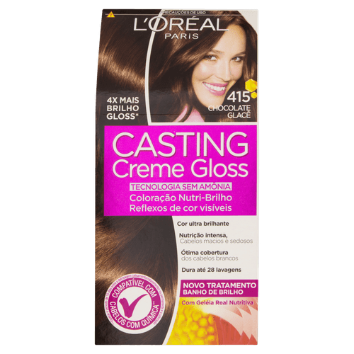 Tinta de Cabelo Semiampermanente Casting Creme Gloss 415 Chocolate Glacê 246g L'Oréal