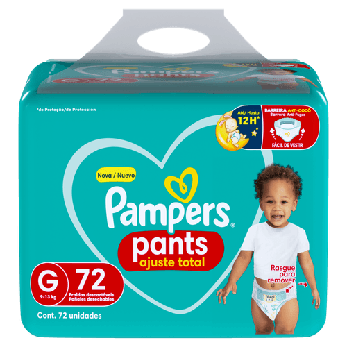 Pampers Fralda Pants Ajuste Total G 72 un – Cintura 360° Proteção 12h