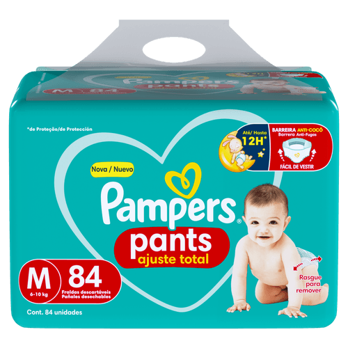 Pampers Fralda Pants Roupinha Ajuste Total M 84 Unidades – 12h Indicador