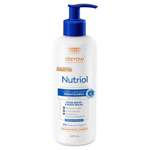Loção Hidratante Nutriol Sem Perfume 400ml 48h Peles Secas Darrow