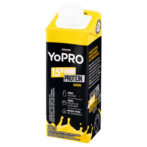 Bebida Láctea Shake Banana Zero Lactose Yopro - 250ml