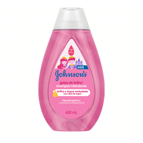 Shampoo infantil Gotas de Brilho 400 ml com óleo de argan Johnson's brilho e hidratação