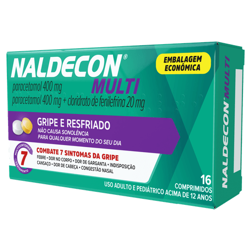 Naldecon Multi Paracetamol 800mg + Cloridrato Fenilefrina 20mg 16 Comprimidos