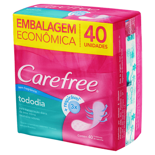 Protetor Diário TodoDia 40 Unidades Sem Fragrância Carefree