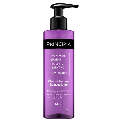 Óleo de Limpeza Demaquilante OL-01 Roxo 200ml Principia - Remove Maquiagem à Prova d'Água
