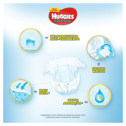 Fralda Descartável Infantil Tripla Proteção G Dia e Noite 78 Unidades Huggies