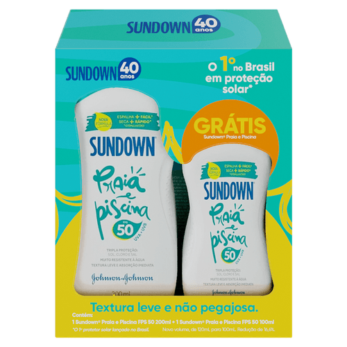 Kit Protetor Solar Sundown FPS 50 - 200ml + Protetor Solar FPS 50 - 100ml