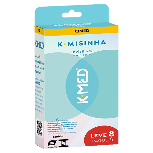 Preservativo Masculino Lubrificado Invisível K-Misinha K-Med - 8 Unidades