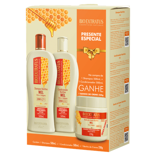 Kit Shampoo + Condicionador Nutritivo Bio Extratus Mel - 500ml