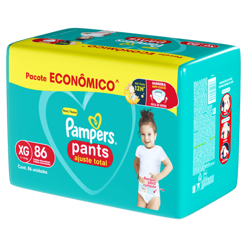 Fralda Descartável Infantil Pants Ajuste Total XG 12h 86 Unidades Pampers