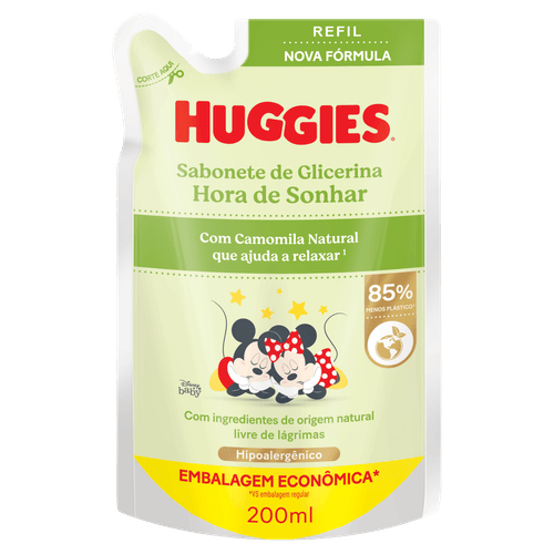 Sabonete Líquidode Glicerina Camomila Disney Baby Huggies Sachê - 200ml