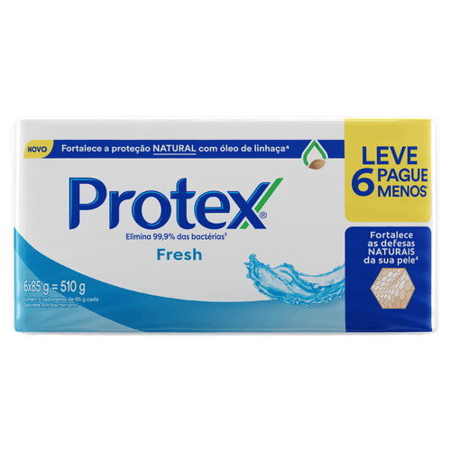 Pack Sabonete Barra Antibacteriano Fresh Protex 510g - 6 Unidades