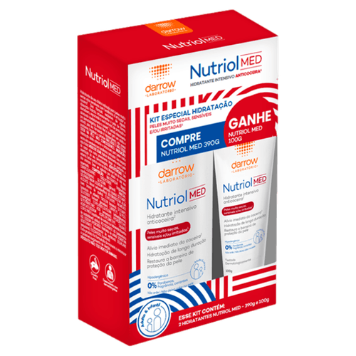 Kit Hidratante Corporal Nutriol Med Anticoceira Hipoalergênico 390g+100g Darrow