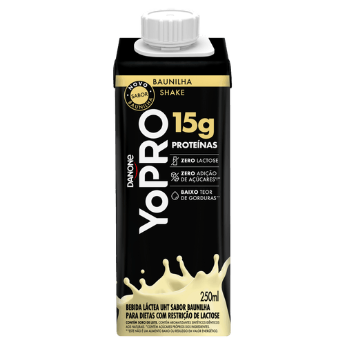 Bebida Láctea Shake Baunilha Zero Lactose Yopro - 250ml