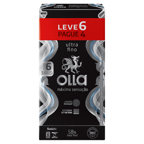 Camisinha Lubrificada Olla Sensitive Máxima Sensação Ultra Fino - 6 unidades