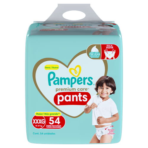Pampers Premium Care Pants XXXG 54un 18-27kg Cintura 360° Alta Absorção