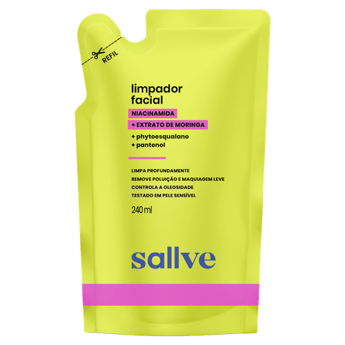 Limpador Facial Extrato de Moringa Sallve 240ml Refil