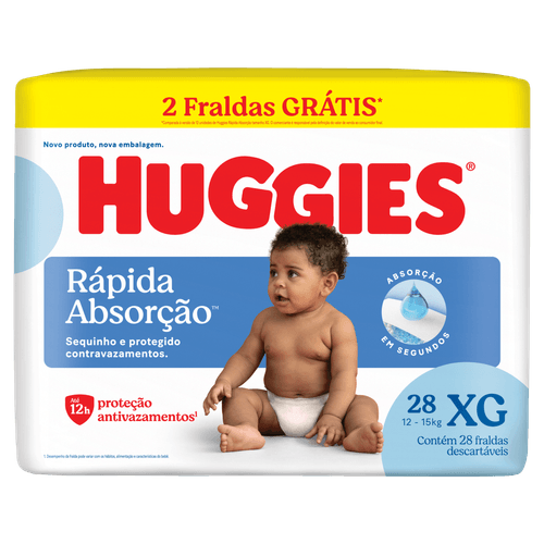 Fralda Descartável Infantil Tripla Proteção XG Dia e Noite 28 Unidades Huggies