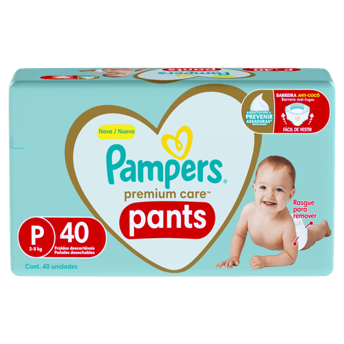 Pampers Fralda Pants Premium Care P 40un - Cintura 360° Indicador de Umidade 12h