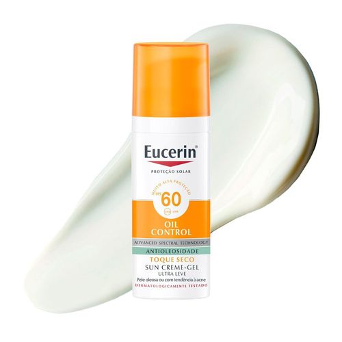 EUCERIN Protetor Solar Facial Oil Control FPS 60 50ml, Antioleosidade, Rosto, Proteção UVA, UVB e Luz Visível